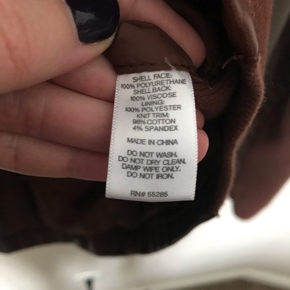 Express - Brown Pleather Zip Biker Jacket - Picture 4 of 6